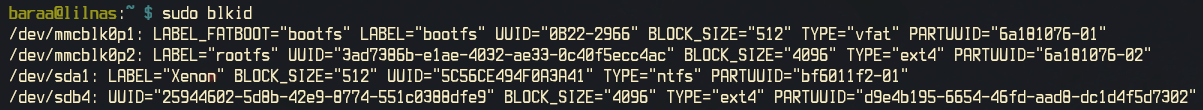 sudo blkid output